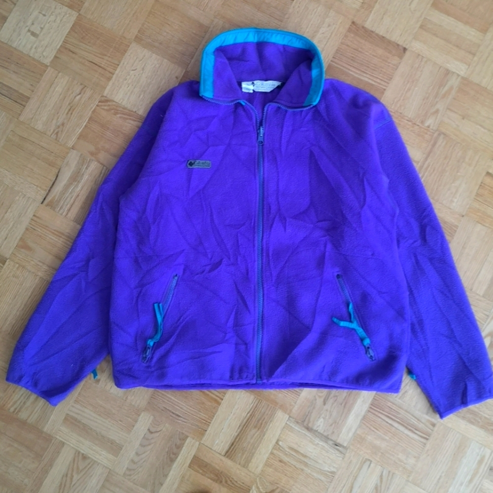 Vintage Columbia Made In USA Fleece Zip Sweater Jacket Size Medium.